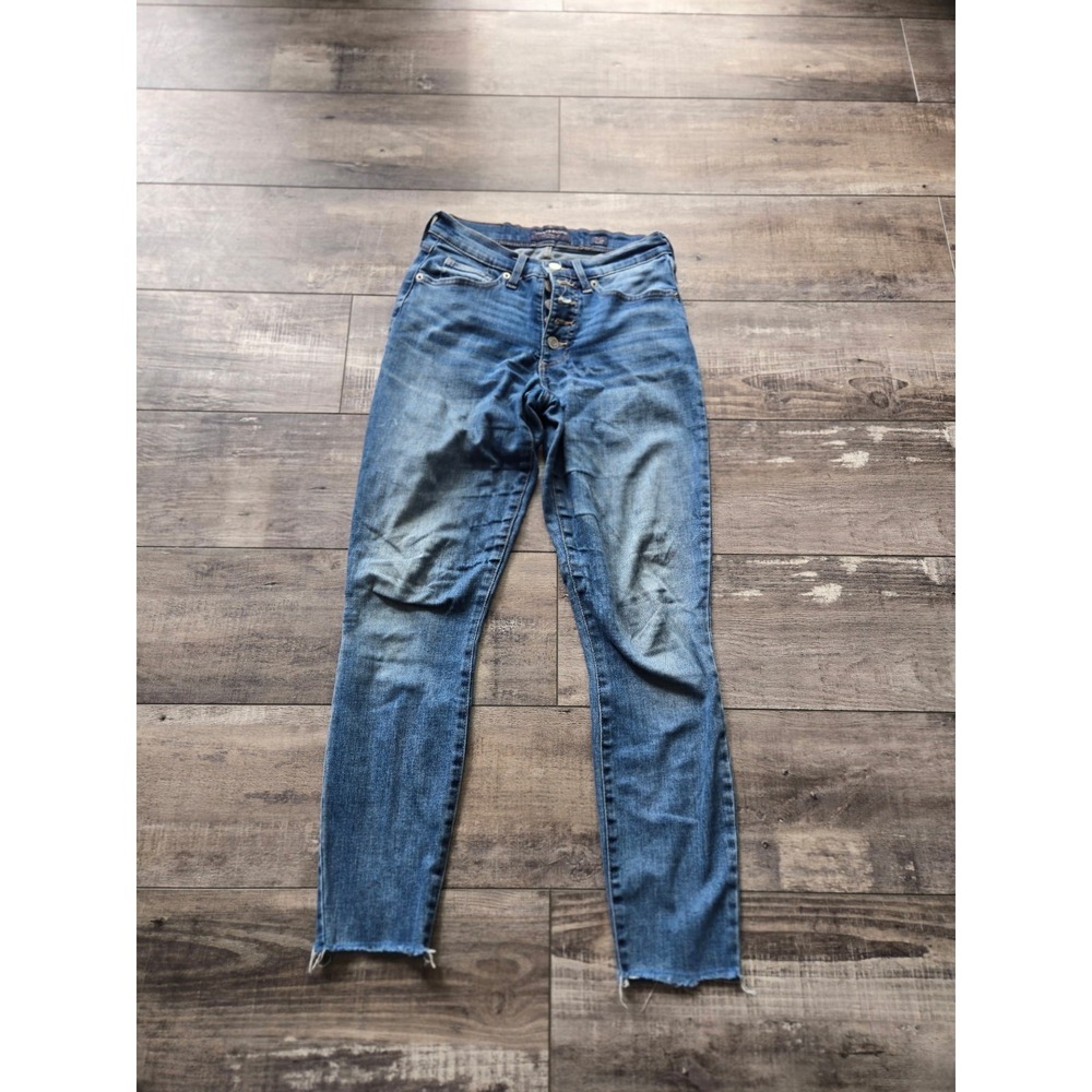 Lucky Brand Jeans Women's Bridgette Crop Button Fly Blue Denim Pants Sz 0/25 - Picture 1 of 4